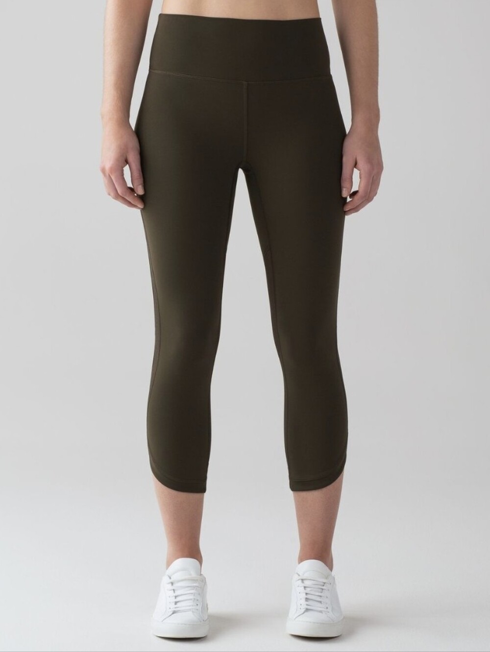 Lululemon Revitalize Olive Green Crop Curve Hem Yoga Workout Running Leggings